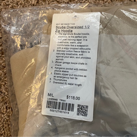 Lululemon Oversized Scuba 1/2 Zip Trench M/L NWT - Picture 3 of 5